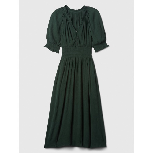 갭 Smocked Splitneck Midi Dress