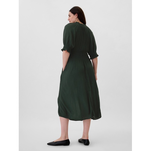 갭 Smocked Splitneck Midi Dress