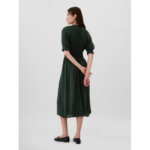 갭 Smocked Splitneck Midi Dress