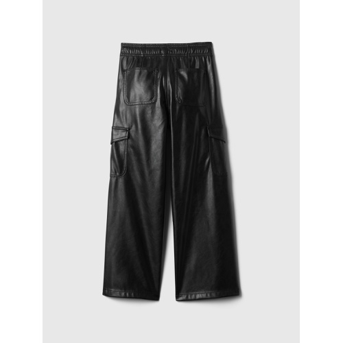 갭 Kids 100% Recycled Easy Vegan-Leather Wide-Leg Pull-On Pants