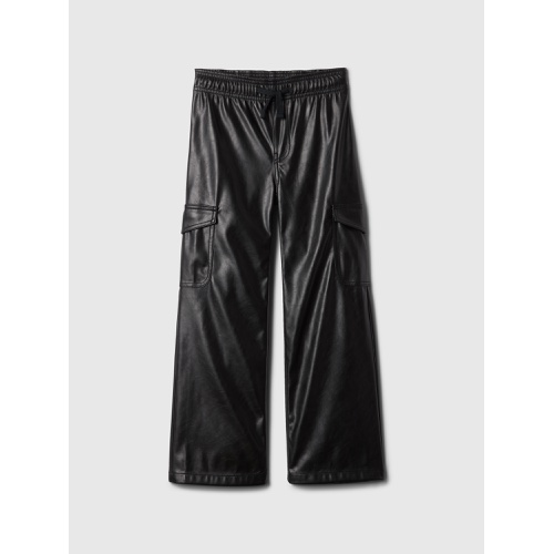 갭 Kids 100% Recycled Easy Vegan-Leather Wide-Leg Pull-On Pants