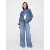 Mid Rise Destructed Drapey Soft Baggy Jeans