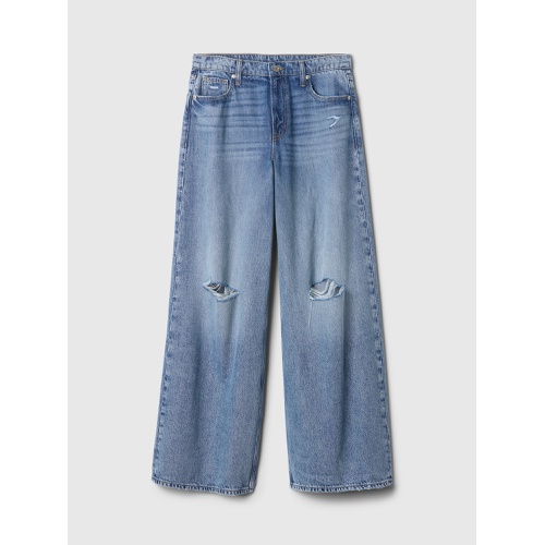 갭 Mid Rise Destructed Drapey Soft Baggy Jeans