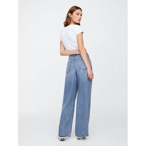 갭 Mid Rise Destructed Drapey Soft Baggy Jeans