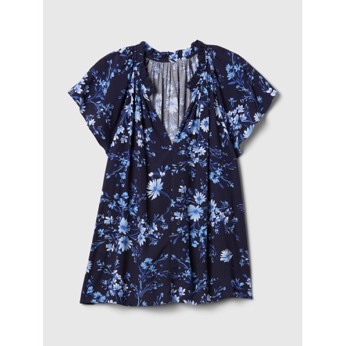 갭 Splitneck Print Flutter Sleeve Top