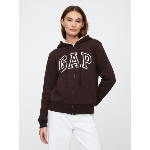 갭 Relaxed Gap Logo Sherpa-Lined Zip Hoodie