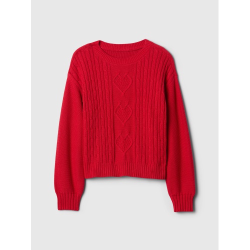 갭 Kids Relaxed Cable-Knit Heart Sweater