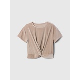 Kids Relaxed Velvet Twist-Hem Top