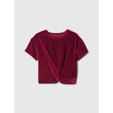 Kids Relaxed Velvet Twist-Hem Top