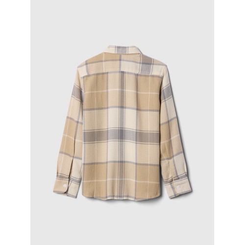 갭 Kids Plaid Waffle-Knit Shirt