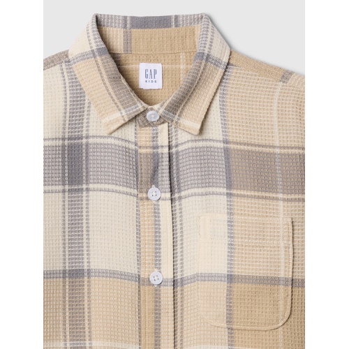 갭 Kids Plaid Waffle-Knit Shirt