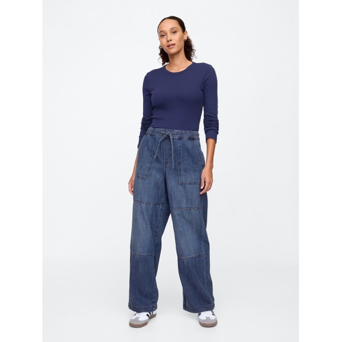 갭 High Rise Seamed Wide-Leg Pull-On Jeans