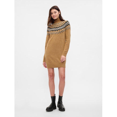 갭 Relaxed Fair Isle Sweater Mini Dress