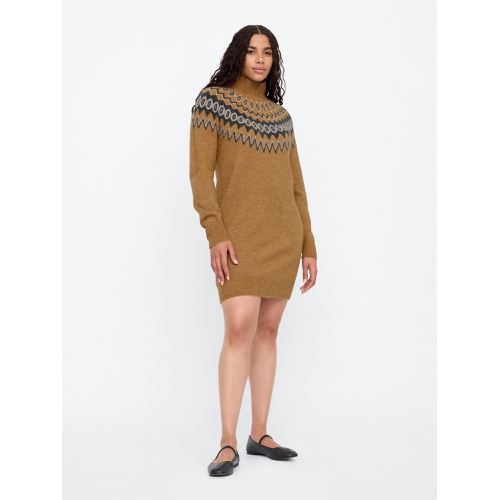 갭 Relaxed Fair Isle Sweater Mini Dress