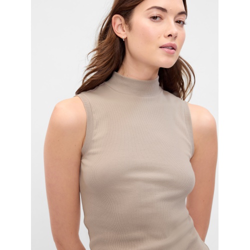 갭 Ribbed Sleeveless Mockneck T-Shirt