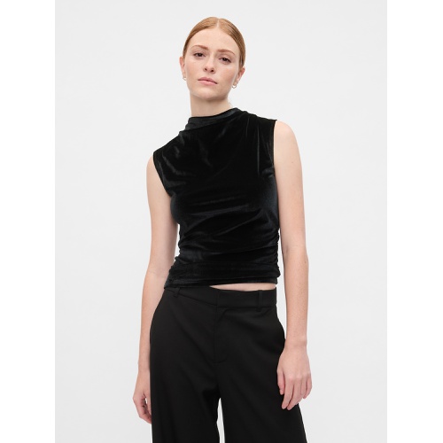 갭 Sleeveless Velour Mockneck Top