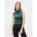 Sleeveless Velour Mockneck Top