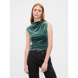 Sleeveless Velour Mockneck Top