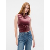 Sleeveless Velour Mockneck Top