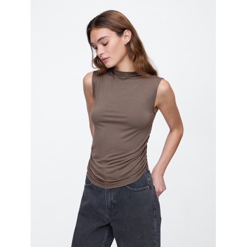 갭 Luxe Sleeveless Mockneck T-Shirt