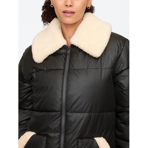 갭 Relaxed ColdControl Long Sherpa Puffer Coat