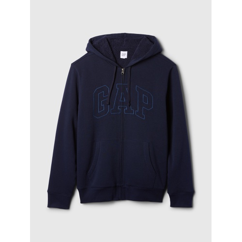 갭 Gap Logo Sherpa-Lined Zip Hoodie