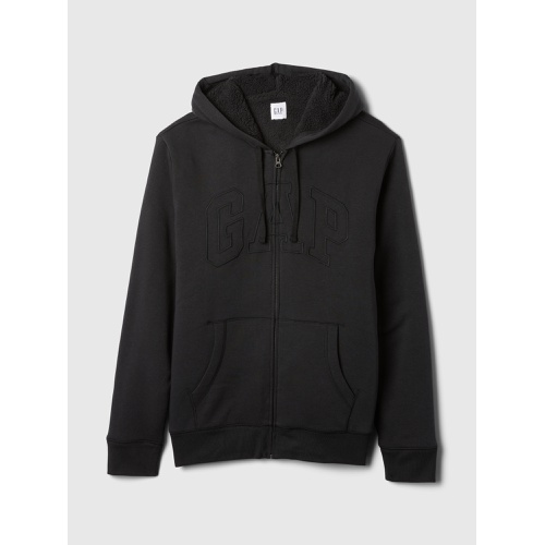 갭 Gap Logo Sherpa-Lined Zip Hoodie