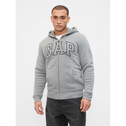 갭 Gap Logo Sherpa-Lined Zip Hoodie