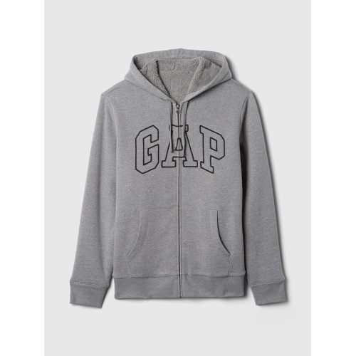 갭 Gap Logo Sherpa-Lined Zip Hoodie