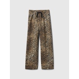 Kids High Rise Leopard Wide-Leg Pull-On Jeans