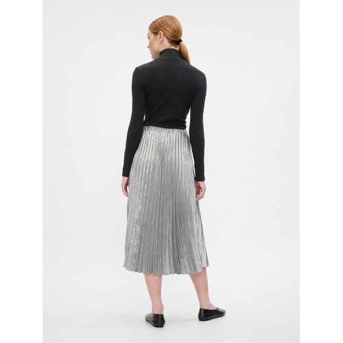 갭 Metallic Pleated Midi Skirt