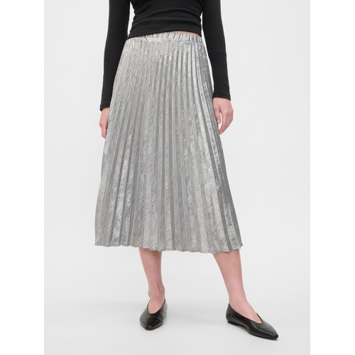 갭 Metallic Pleated Midi Skirt