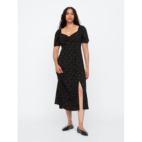 갭 Sweetheart Puff Sleeve Midi Dress