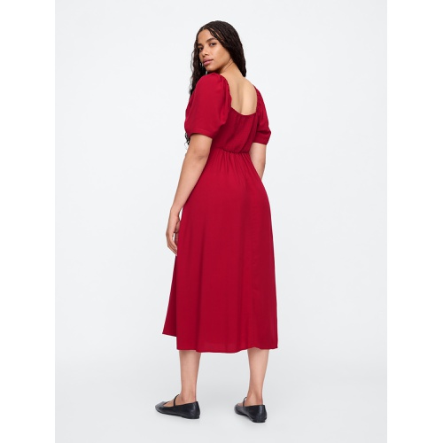 갭 Sweetheart Puff Sleeve Midi Dress