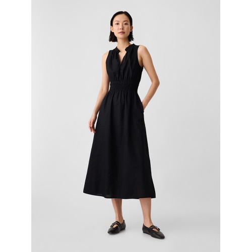 갭 Linen-Blend Splitneck Maxi Dress