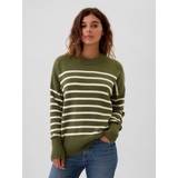 Oversized Stripe High Neck Crewneck Sweater