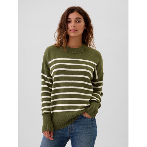 갭 Oversized Stripe High Neck Crewneck Sweater