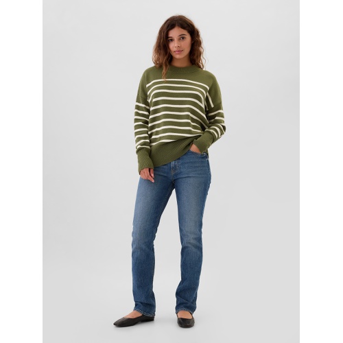 갭 Oversized Stripe High Neck Crewneck Sweater