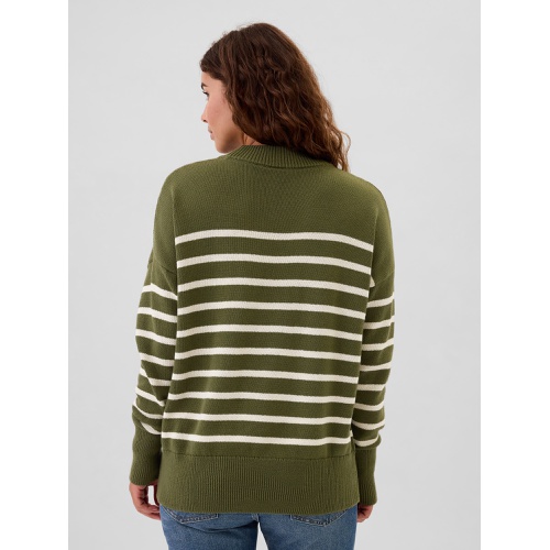 갭 Oversized Stripe High Neck Crewneck Sweater