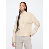 Oversized Cable-Knit Mockneck Sweater