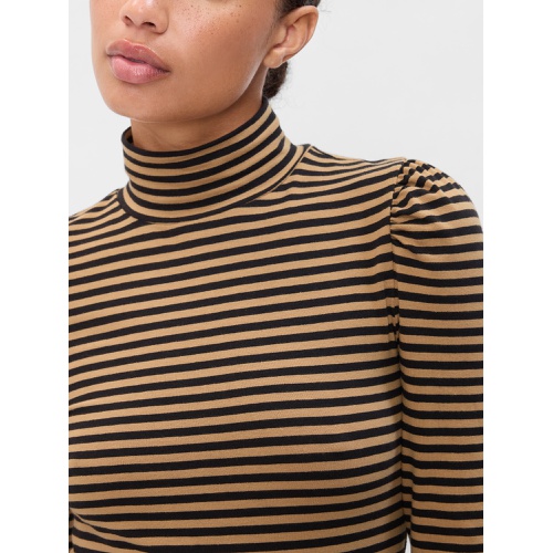 갭 Stripe Turtleneck Puff Sleeve T-Shirt