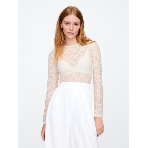 갭 Stretch Lace Boatneck Top