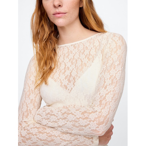 갭 Stretch Lace Boatneck Top