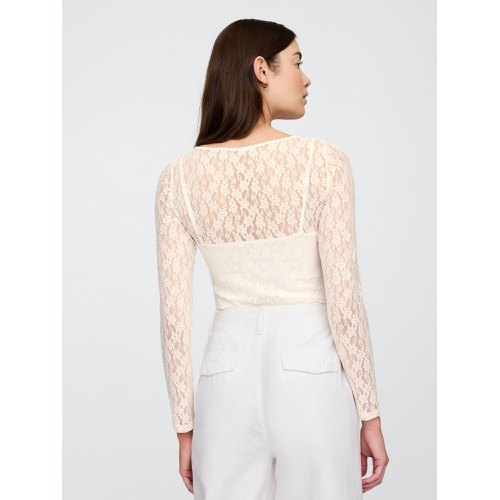 갭 Stretch Lace Boatneck Top