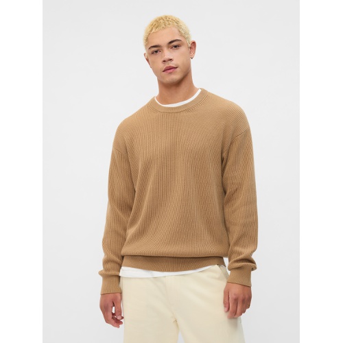 갭 Oversized Fisherman-Stitch Crewneck Sweater