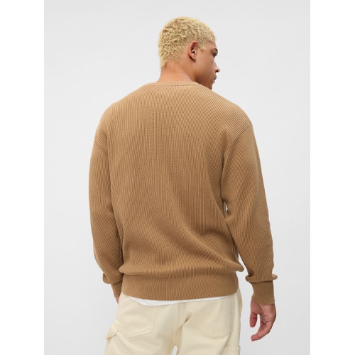 갭 Oversized Fisherman-Stitch Crewneck Sweater