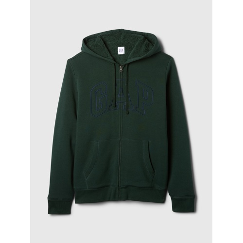 갭 Gap Logo Sherpa-Lined Zip Hoodie