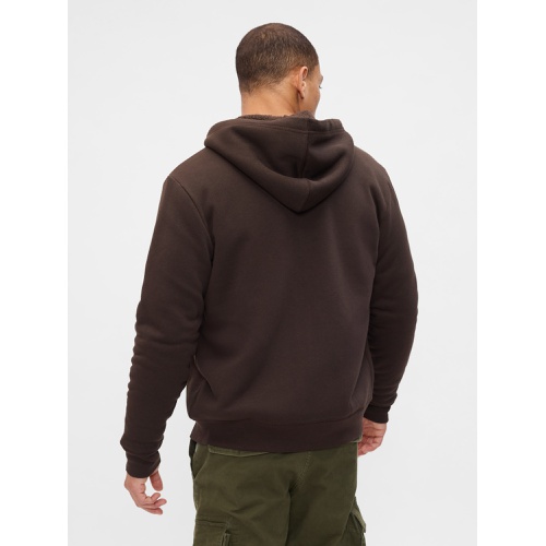 갭 Gap Logo Sherpa-Lined Zip Hoodie