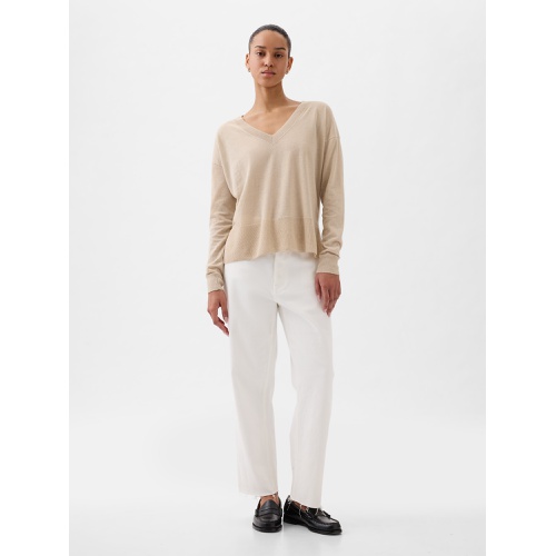 갭 24/7 Split-Hem Linen-Blend Sweater