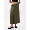 Linen-Blend Cargo Midi Skirt